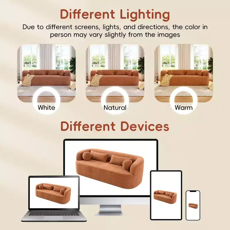 Modern Chenille 3-Seater Boneless Upholstered Cloud Sofa with Pillows
