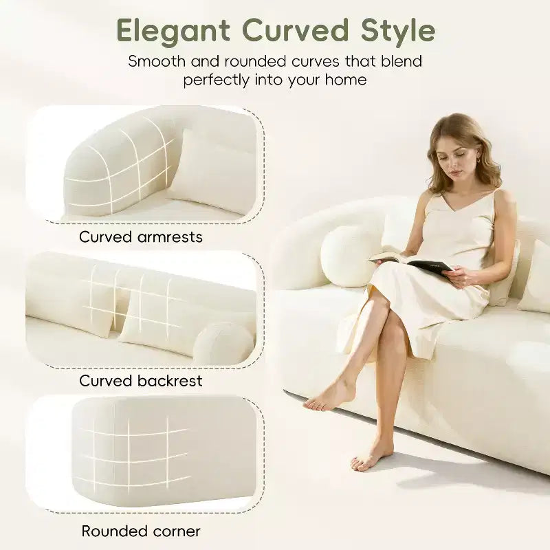 Modern Chenille 3-Seater Boneless Upholstered Cloud Sofa with Pillows