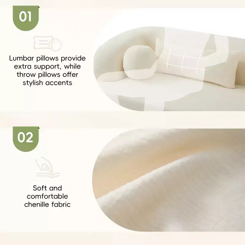 Modern Chenille 3-Seater Boneless Upholstered Cloud Sofa with Pillows