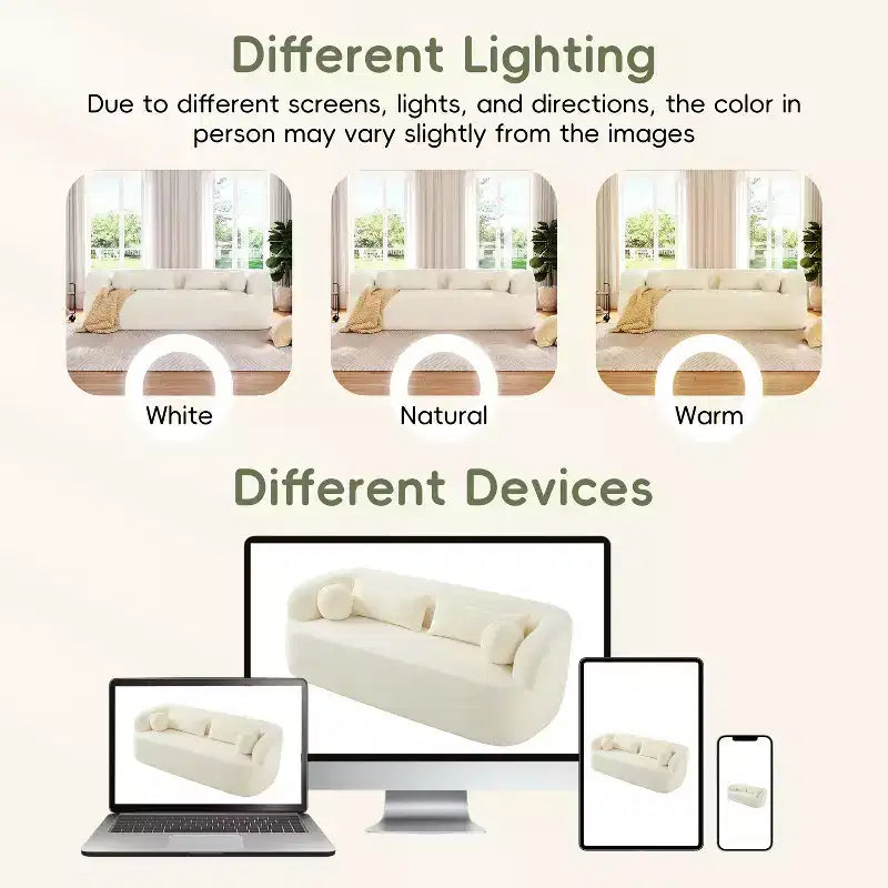 Modern Chenille 3-Seater Boneless Upholstered Cloud Sofa with Pillows