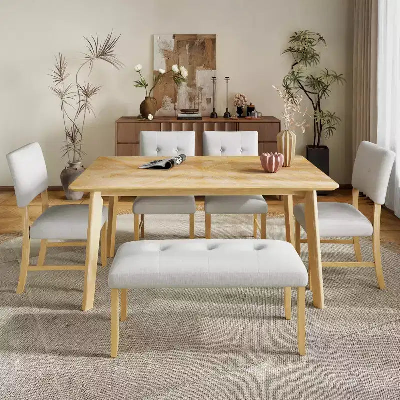 39.75 Upholstered Bench with Rubber Wood Legs for Multiple Room Use