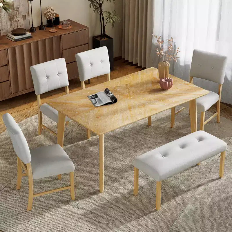 39.75 Upholstered Bench with Rubber Wood Legs for Multiple Room Use