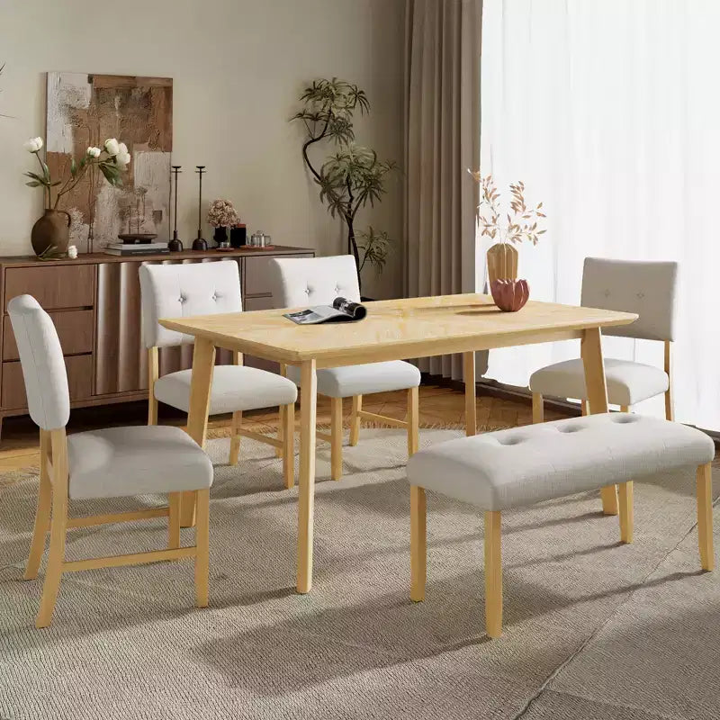 39.75 Upholstered Bench with Rubber Wood Legs for Multiple Room Use
