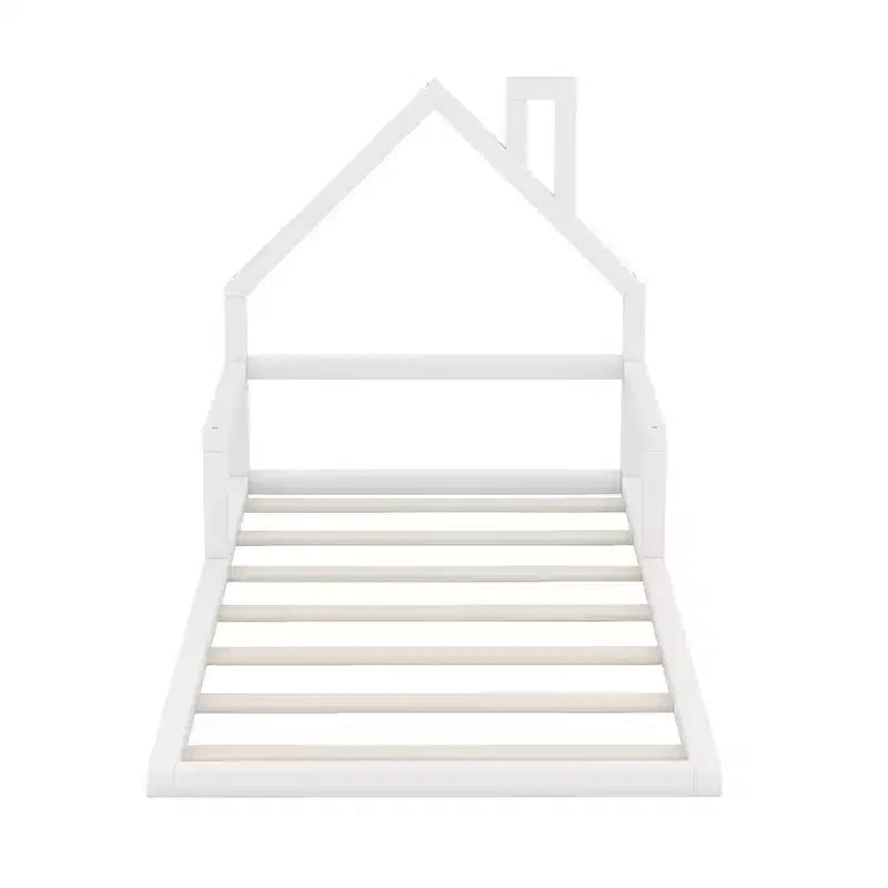 Wood Floor Bed with House-shaped Headboard