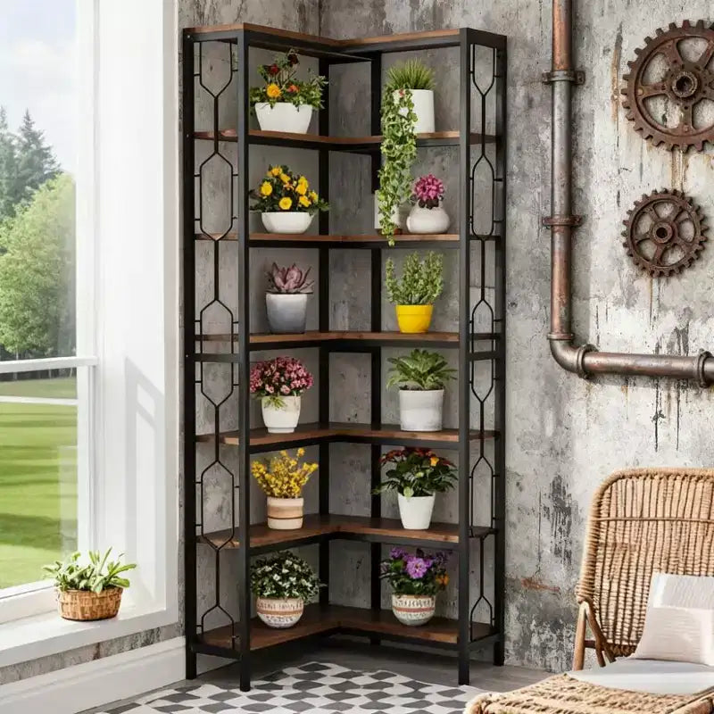 78.74 Tall Industrial 7-Tier Bookshelf