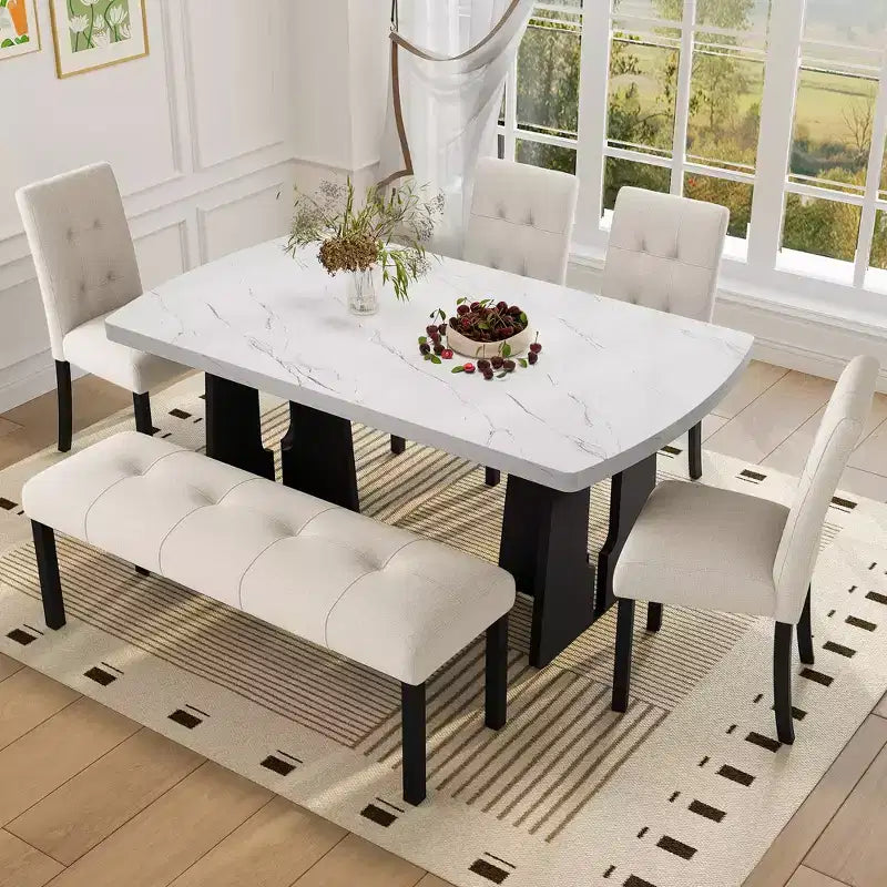 47.24 Modern Linen Dining Bench with Style and Versatile Use