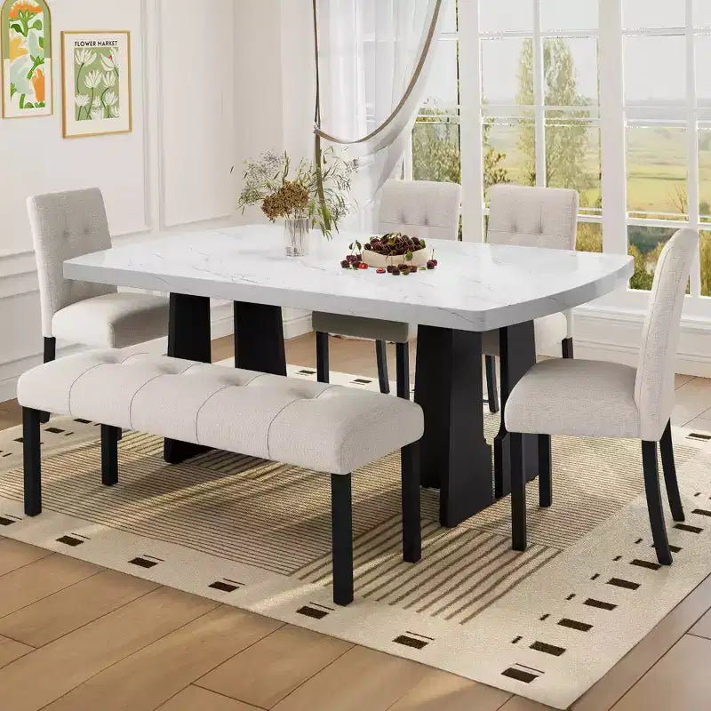 47.24 Modern Linen Dining Bench with Style and Versatile Use
