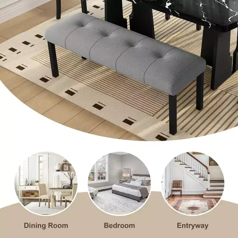 47.24 Modern Linen Dining Bench with Style and Versatile Use