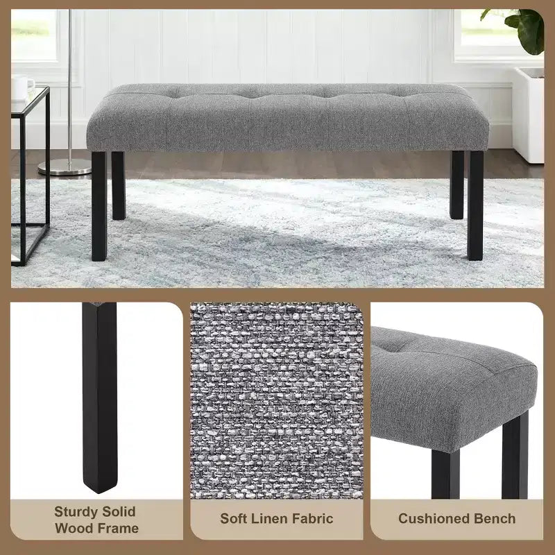 47.24 Modern Linen Dining Bench with Style and Versatile Use