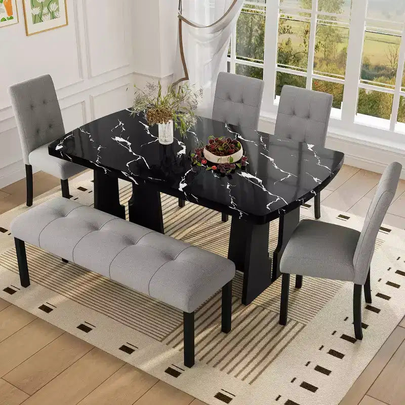 47.24 Modern Linen Dining Bench with Style and Versatile Use