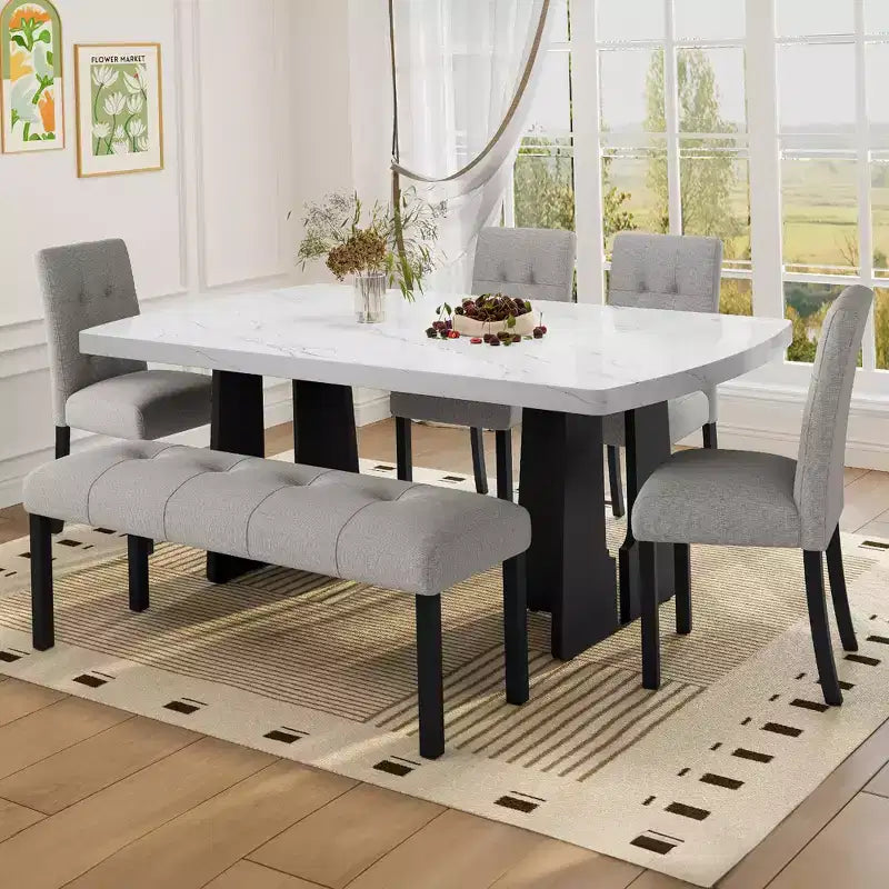 47.24 Modern Linen Dining Bench with Style and Versatile Use