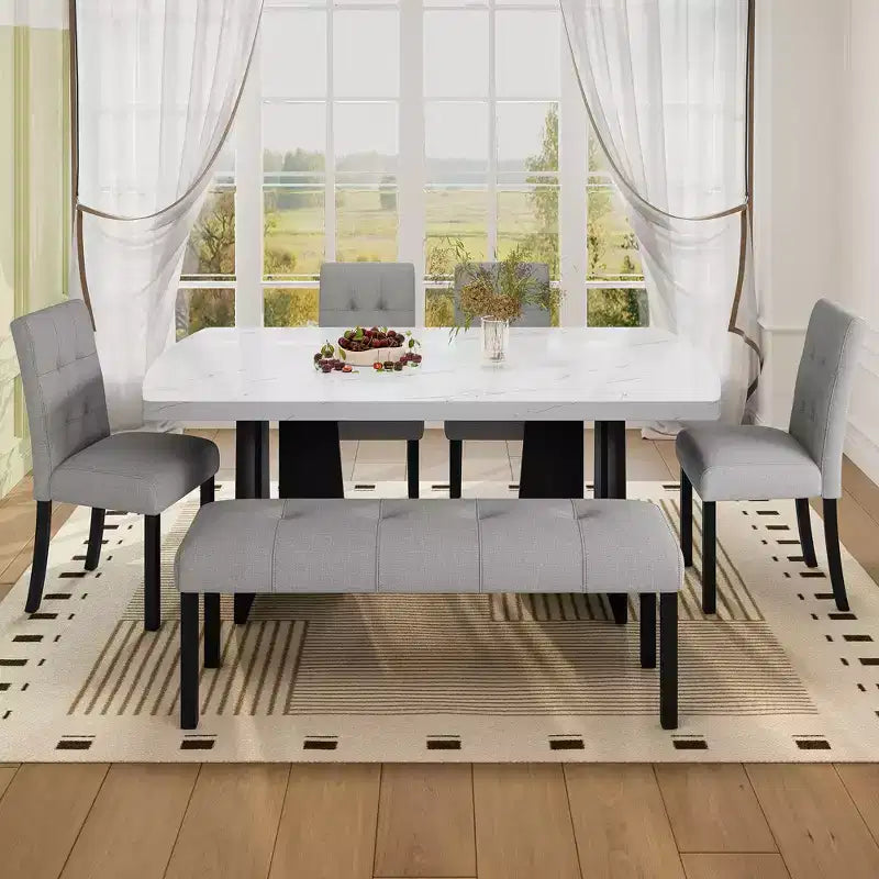 47.24 Modern Linen Dining Bench with Style and Versatile Use