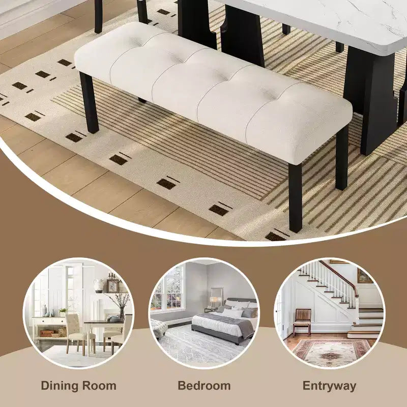 47.24 Modern Linen Dining Bench with Style and Versatile Use
