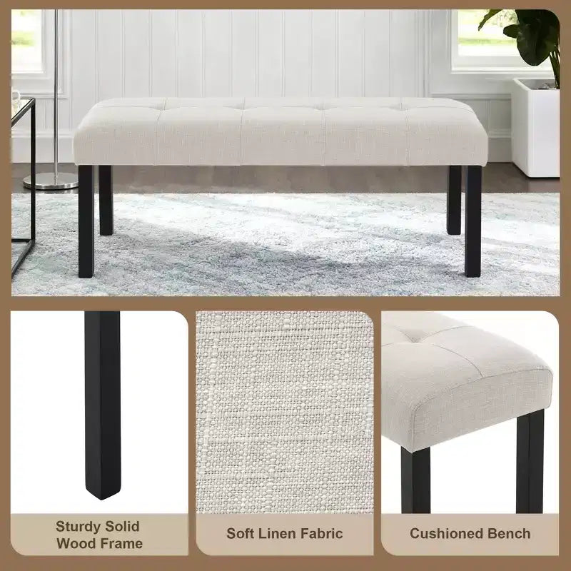 47.24 Modern Linen Dining Bench with Style and Versatile Use