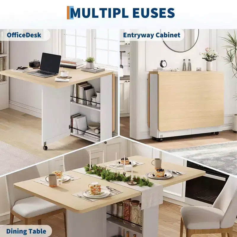 Dining Table with Storage, ing Kitchen Cart Table with Shelves for Small Spaces, Engineered