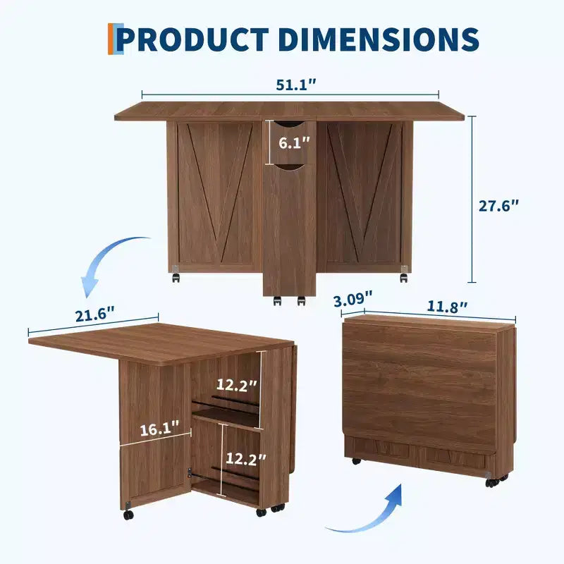 Dining Table with Storage, ing Kitchen Cart Table with Shelves for Small Spaces, Engineered