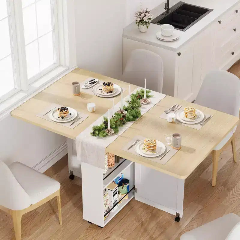 Dining Table with Storage, ing Kitchen Cart Table with Shelves for Small Spaces, Engineered