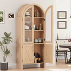 Arched Kitchen Pantry Cabinet with 4-Tier Adjustable Storage