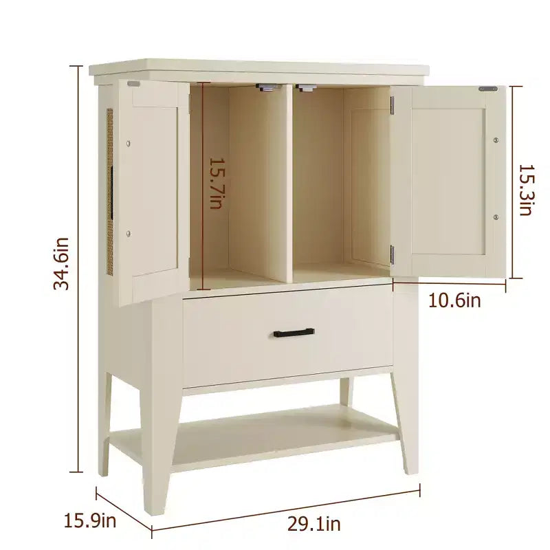 Storage Cabinet with Drawer, White Coffee Bar Cabinet, Kitchen Cupboard Table for Entryway, Living Room