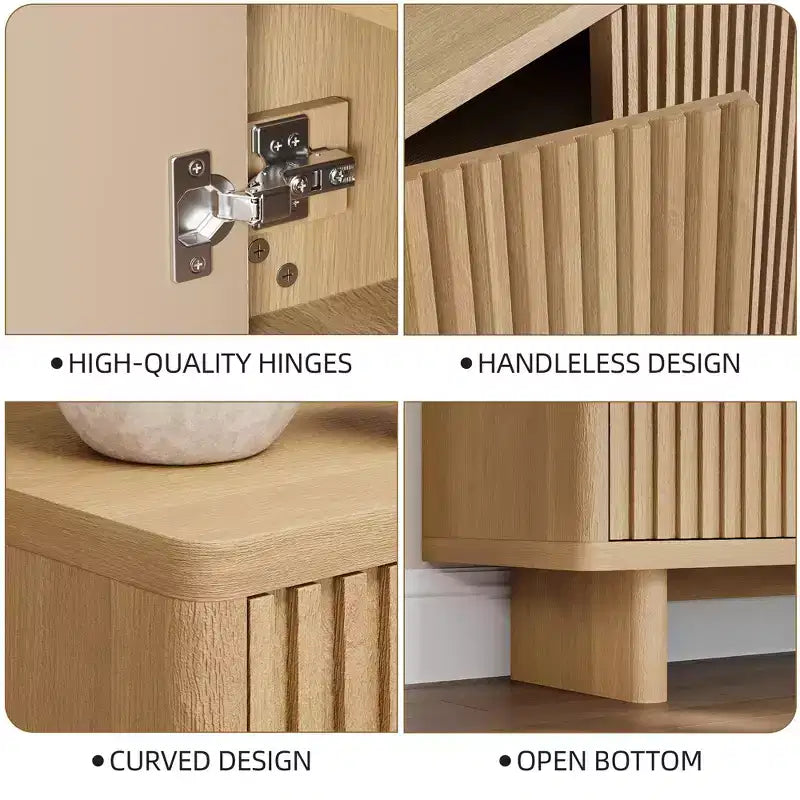 5-Tier Rustic Entryway Cabinet with Fluted Door, 46-Inch Hallway Storage Bench Organizer for Entryway, Living Room, or Foyer