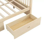 Letto a piattaforma moderno con struttura in legno e baldacchino, con 2 cassetti portaoggetti