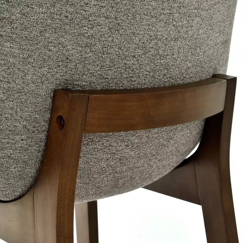 Set of 2 Mid-Century Modern Bar Stools with Backs, 28 Upholstered High Chairs with Wood Legs