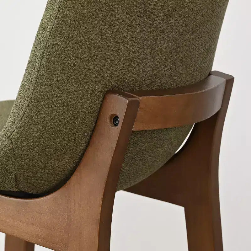 Set of 2 Mid-Century Modern Bar Stools with Backs, 28 Upholstered High Chairs with Wood Legs