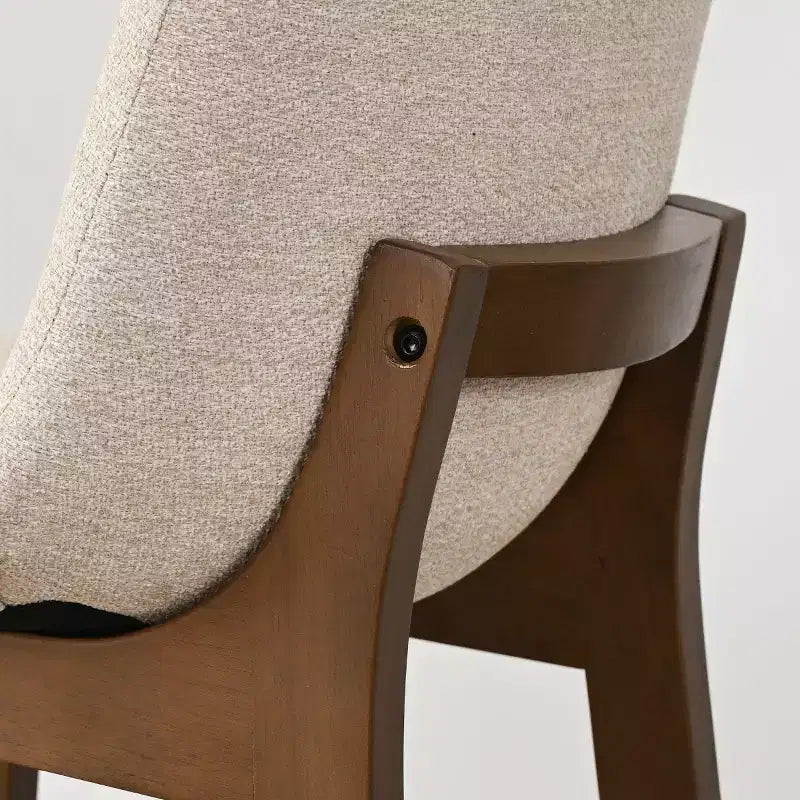 Set of 2 Mid-Century Modern Bar Stools with Backs, 28 Upholstered High Chairs with Wood Legs