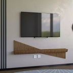 152.4 cm Floating Shelf TV Unit Modern Geometric Wooden Wall Piece Decor Natural Color 3D Wavy Living Room Shelf
