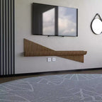 Mobile TV da parete a mensola flottante da 152,4 cm, moderno, geometrico, in legno, decorazione murale, colore naturale, mensola 3D ondulata per soggiorno