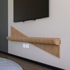 Mobile TV da parete a mensola flottante da 152,4 cm, moderno, geometrico, in legno, decorazione murale, colore naturale, mensola 3D ondulata per soggiorno