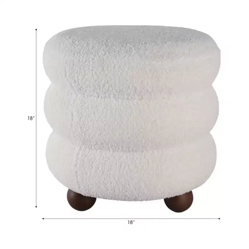 Ottoman with Ball Feet - Modern Home Decor Vanity Chair, Bedroom, and Living Room Furniture - 18, Ivory