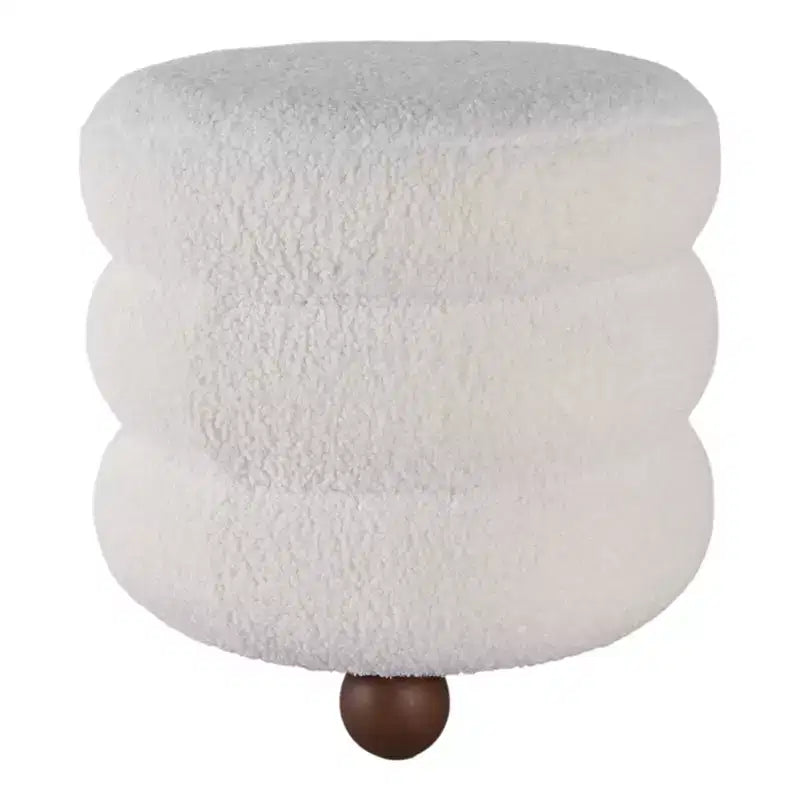 Ottoman with Ball Feet - Modern Home Decor Vanity Chair, Bedroom, and Living Room Furniture - 18, Ivory
