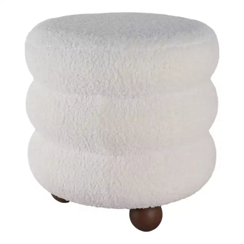 Ottoman with Ball Feet - Modern Home Decor Vanity Chair, Bedroom, and Living Room Furniture - 18, Ivory