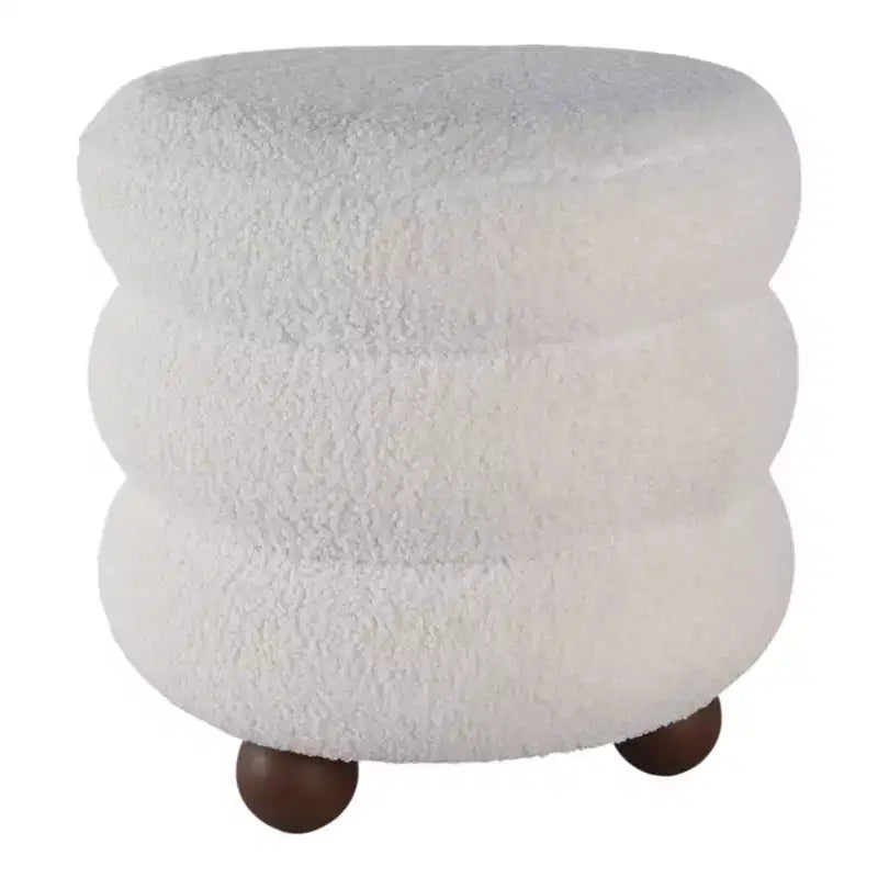 Ottoman with Ball Feet - Modern Home Decor Vanity Chair, Bedroom, and Living Room Furniture - 18, Ivory