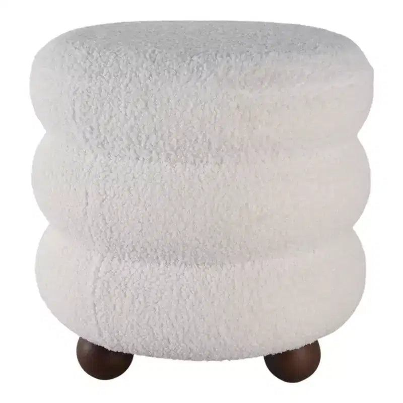 Ottoman with Ball Feet - Modern Home Decor Vanity Chair, Bedroom, and Living Room Furniture - 18, Ivory