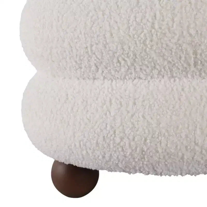 Ottoman with Ball Feet - Modern Home Decor Vanity Chair, Bedroom, and Living Room Furniture - 18, Ivory