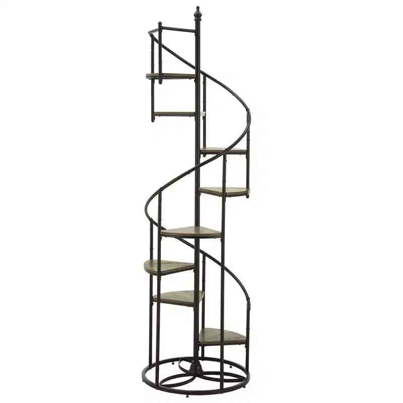 Black Finish Metal Spiral Staircase Display Shelf - Black