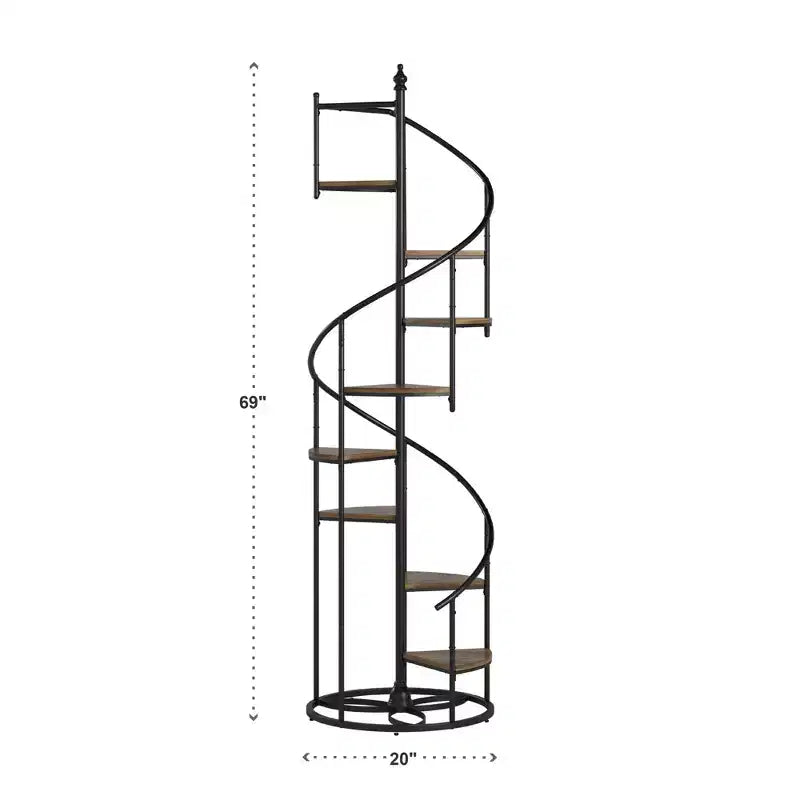 Black Finish Metal Spiral Staircase Display Shelf - Black