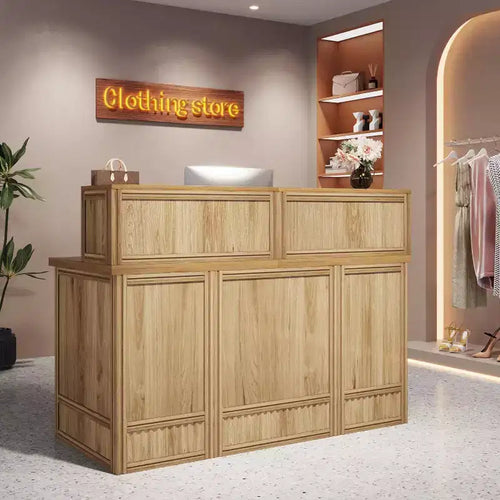 144.8 cm Reception Desk with Counter, Front Receptionist Checkout Counter for Office, Retail, Lobby, Beauty Salon