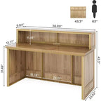 Bancone Reception da 144,8 cm con piano, Bancone Cassa Anteriore per Ufficio, Negozi, Hall, Saloni di Bellezza