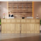 Bancone Reception da 144,8 cm con piano, Bancone Cassa Anteriore per Ufficio, Negozi, Hall, Saloni di Bellezza