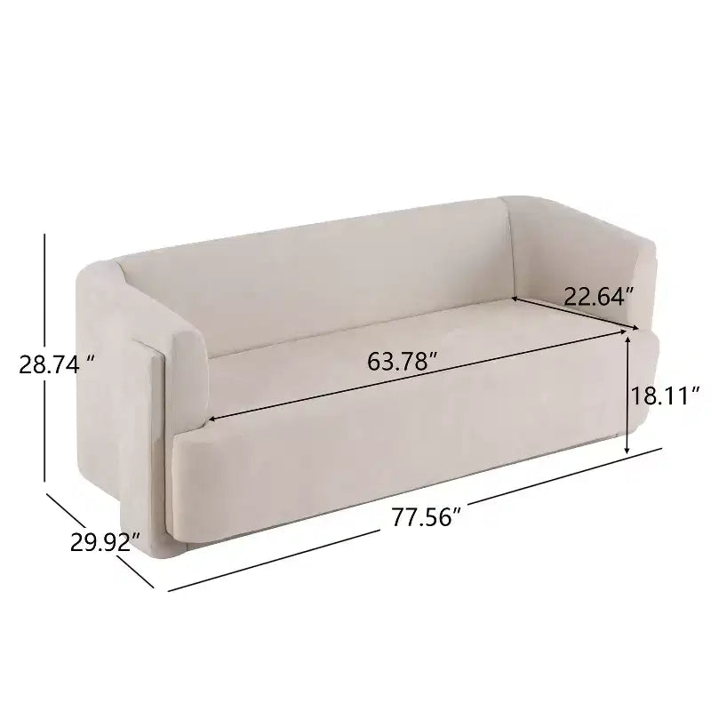 77.56 Modern 3-Seat Wood Upholstered Sofa