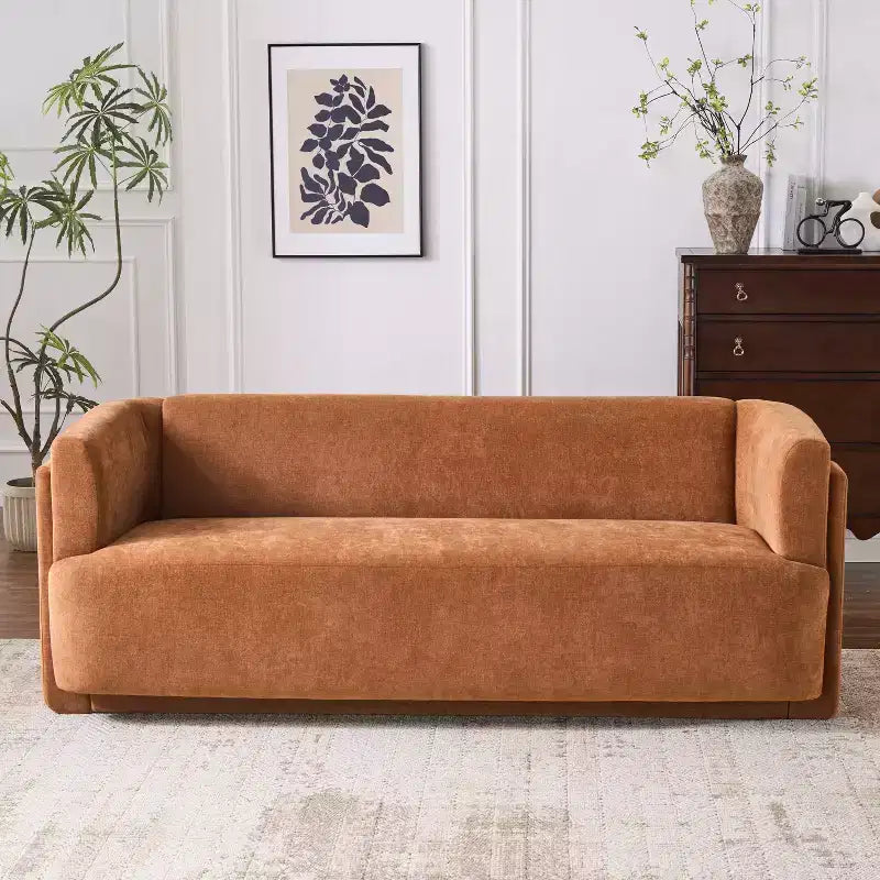 77.56 Modern 3-Seat Wood Upholstered Sofa