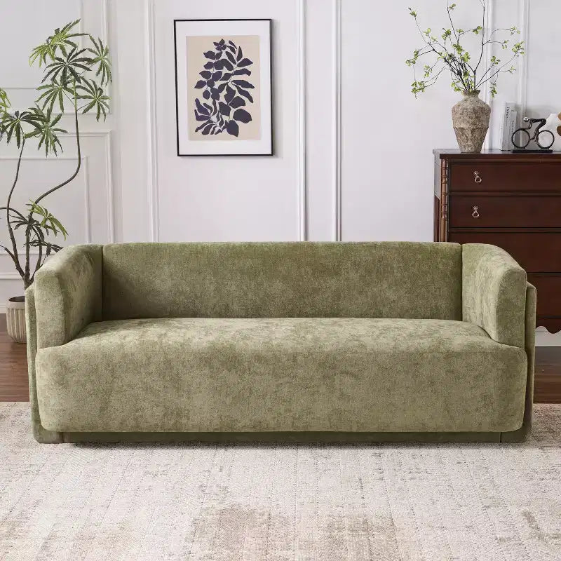77.56 Modern 3-Seat Wood Upholstered Sofa