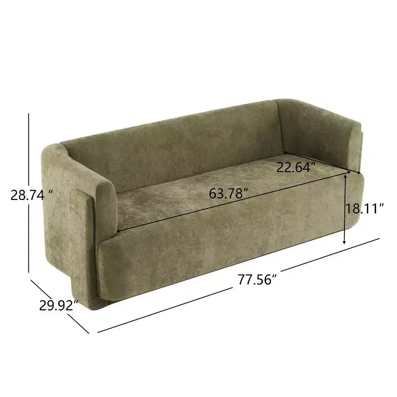 77.56 Modern 3-Seat Wood Upholstered Sofa