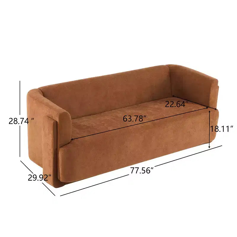 77.56 Modern 3-Seat Wood Upholstered Sofa