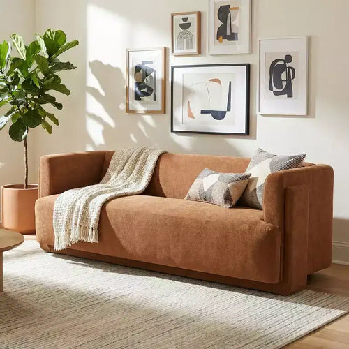 197 cm Modern 3-Seat Wood Upholstered Sofa