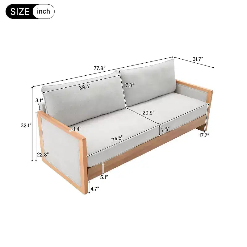 77.8'' Modern Chenille Upholstered 3-Seater Sofa
