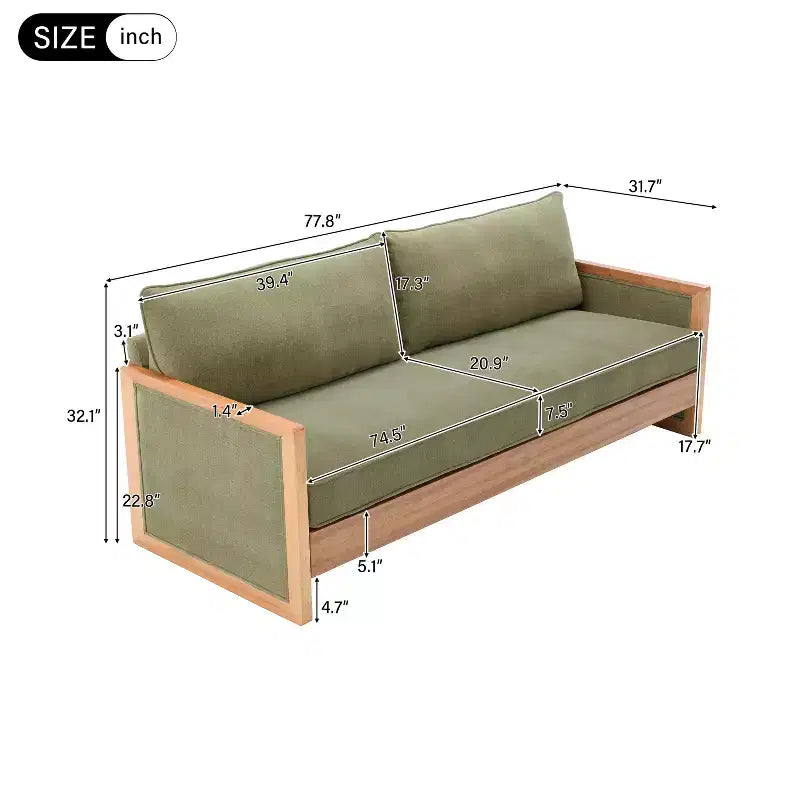 77.8'' Modern Chenille Upholstered 3-Seater Sofa